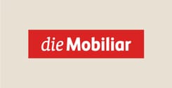 Logo der Mobiliar mit weisser Wortmarke auf rotem Rechteck als Unternehmenslogo auf hellem Hintergrund.