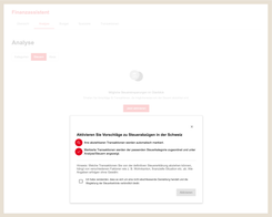 Finanzassistent Analyse Steuern mit Übersicht möglicher steuerlich abziehbarer Transaktionen.