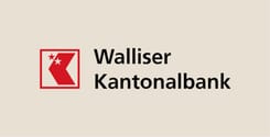 Logo der Walliser Kantonalbank mit rotem Signet und schwarzem Schriftzug auf hellem Hintergrund.