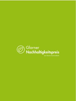 Logo des Glarner Nachhaltigkeitspreises der GLKB mit Blatt-Symbol auf grünem Hintergrund.