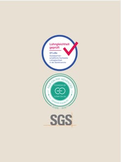 Zertifikate die für die Lohngleichheit stehen und bestätigen, dass die Glarner Kantonalbank diese Anforderungen erfüllt.